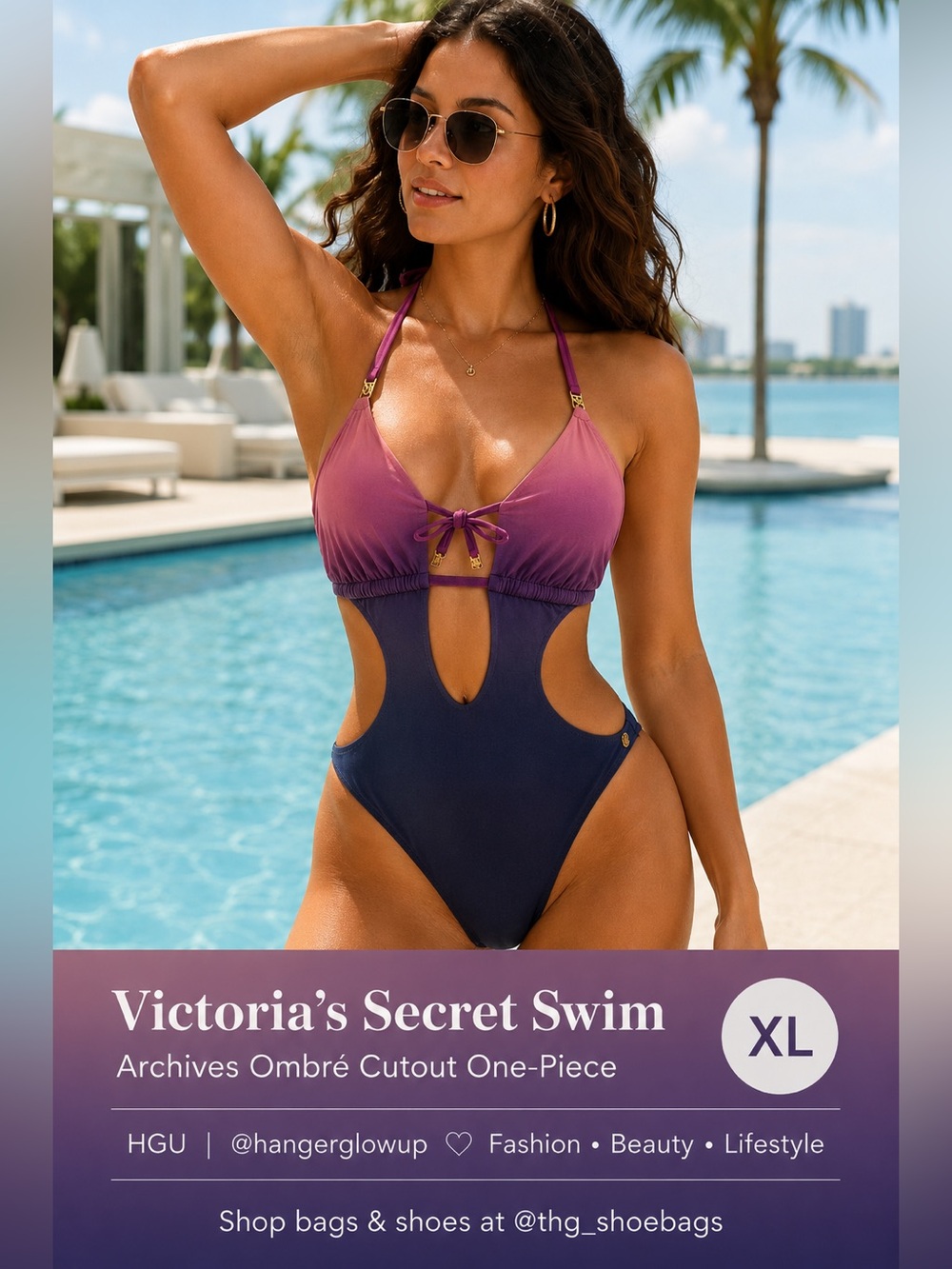 NWT Victoria’s Secret Archives Swim Ombre Cutout One Piece XL